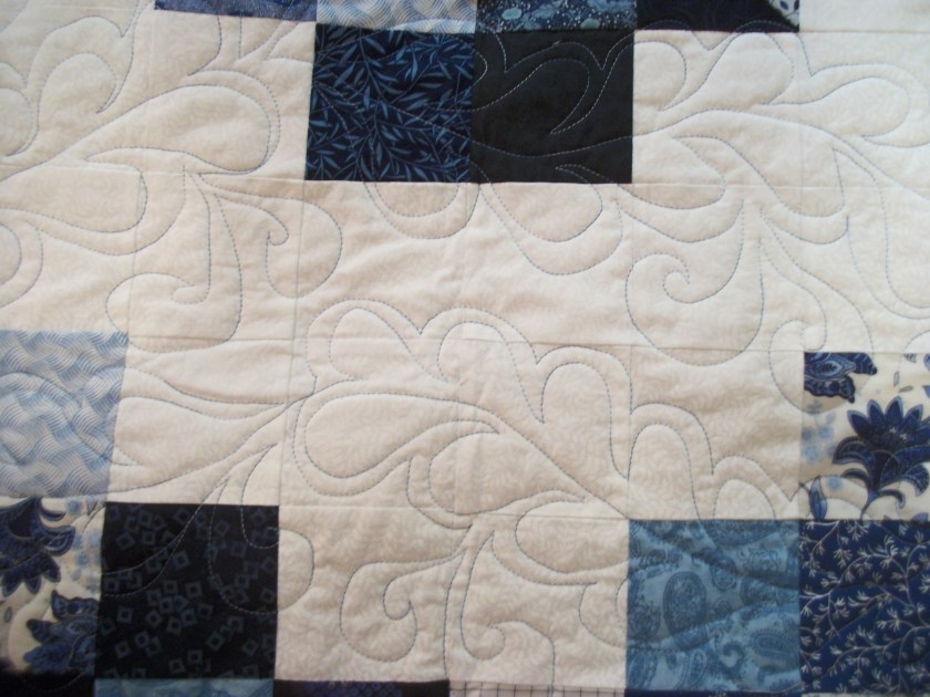 Ann's blue and white quilted