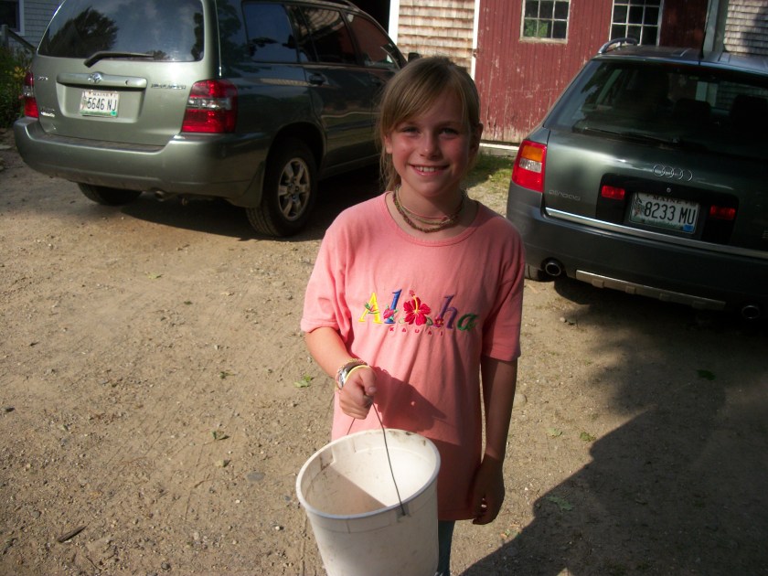 Margaret with monarch caterpillars